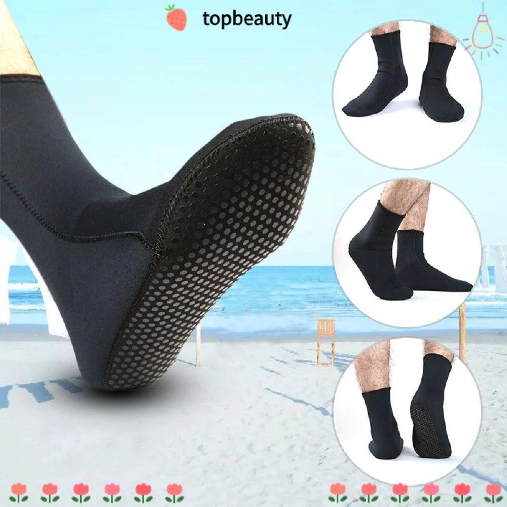 Topbeauty ถุงเท้าดําน้ํา, 3 มม. & 5 มม., ความยืดหยุ่น Neoprene กันลื่น Surf Beach Booties สําหรับท่องดําน้ําดูปะการังว่ายน้ํา