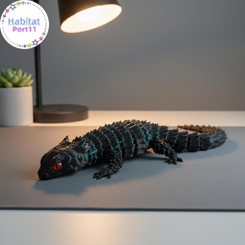 HabitatPort 3D พิมพ์ Conjoined Lizard รูปปั้น Movable การ์ตูนเครื่องประดับเดสก์ท็อปรูปสําหรับชายหญิงตกแต่งห้อง th