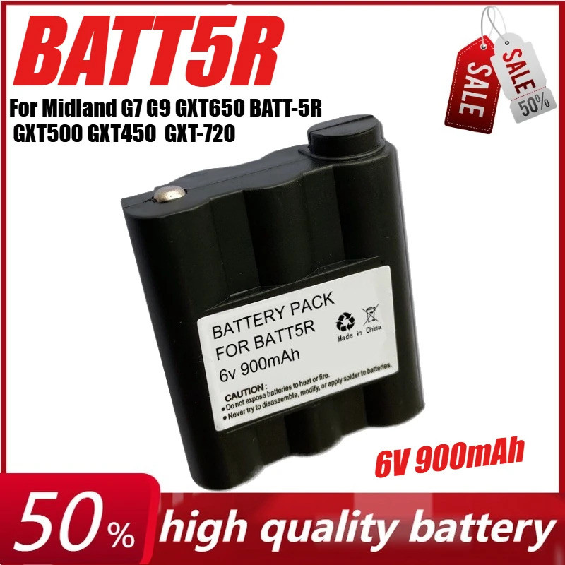 6V 900mAh BATT5R แบตเตอรี่สําหรับ Midland G7 G9 GXT650 BATT-5R GXT500 GXT450 GXT-720 GXT-756 GXT900 