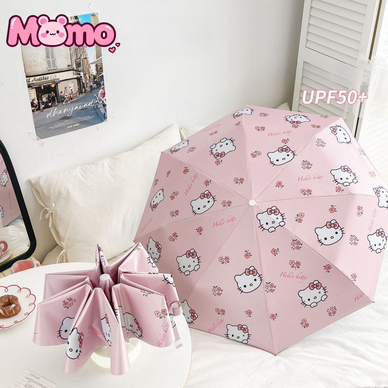 ร่มกันแดด Hello Kitty แบบใช้คู่สําหรับแดดและฝนร่มอัตโนมัติแบบพับได้