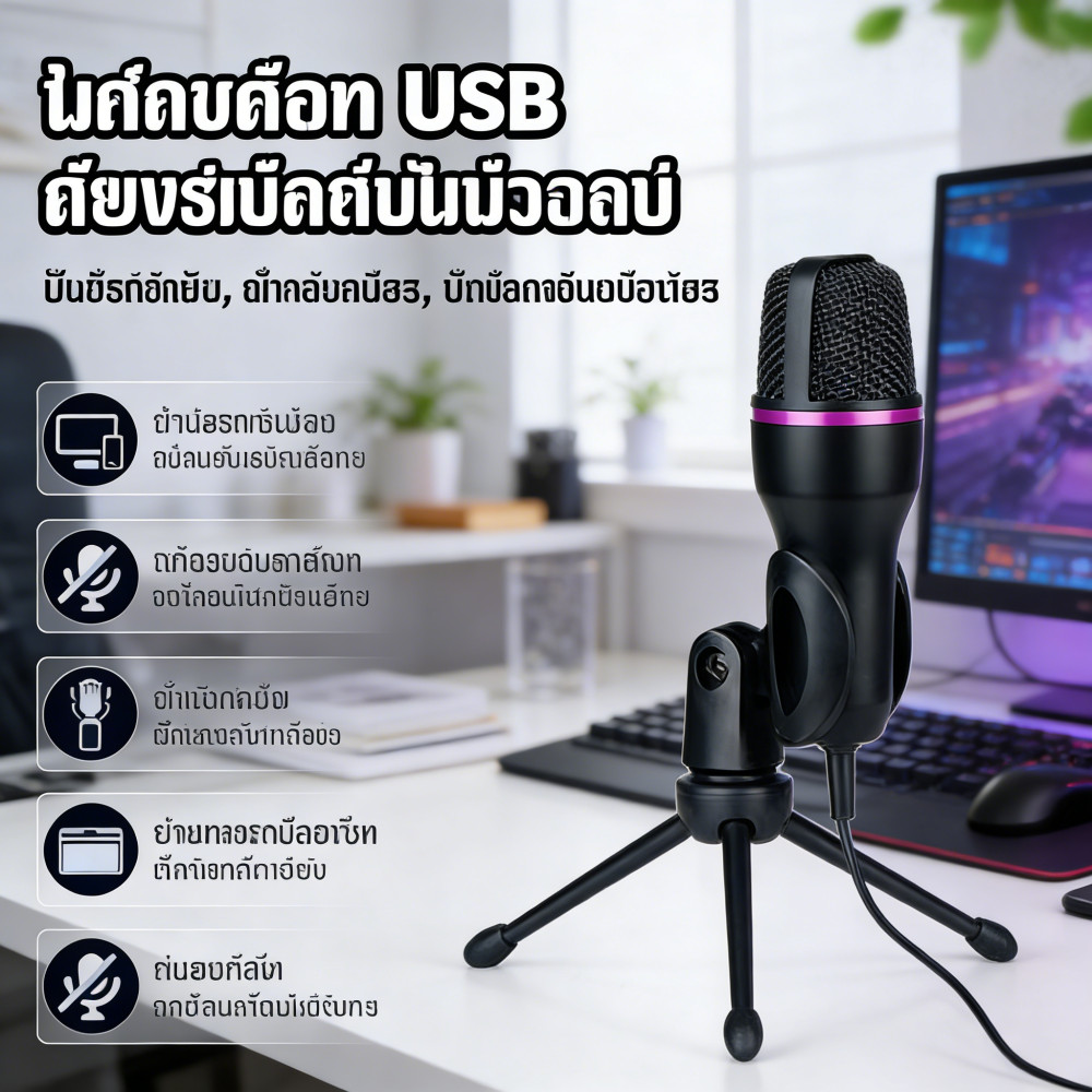 ราคา ME4 ไมค์ร้องเพลง ไมโครโฟนตั้งโต๊ะ ไมค์อัดเสียง ไมค์ไลฟ์สด ME4 USB ไมค์คอมพิวเตอร์
