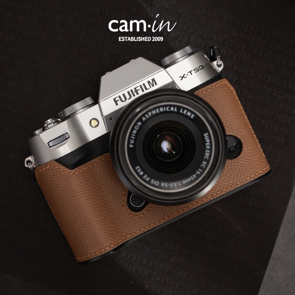 Cam-in Fuji xt50 เคสป้องกัน XT50 กระเป๋ากล้องหนังแท้ Palm Grain หนังแท้ Handmade Case อุปกรณ์เสริมโล