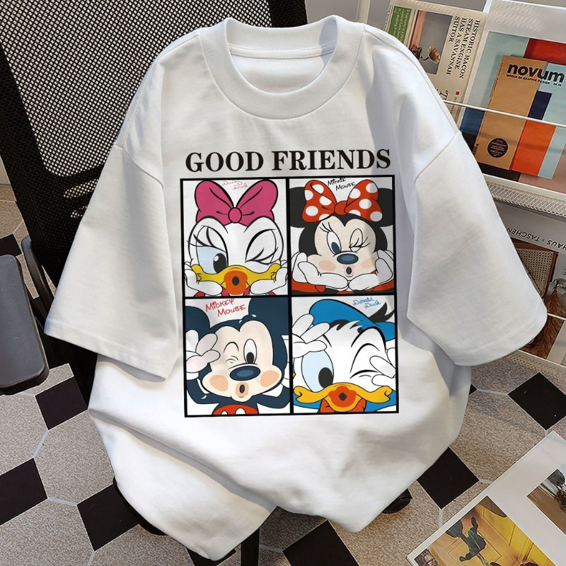 COD【จัดส่งจากประเทศไทย】✅️เสื้อยืดพิมพ์ลายการ์ตูนน่ารัก ทรงหลวม แขนสั้น เนื้อผ้านุ่ม ระบายอากาศได้ดี สวมใส่สบาย