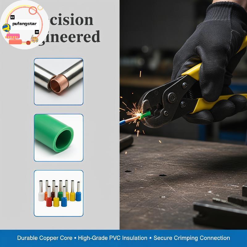 Pufangstar Professional 1000pcs E0508 E7508 E1008 Crimp Terminals สําหรับการเชื่อมต่อไฟฟ้าไม่มีรอยต่
