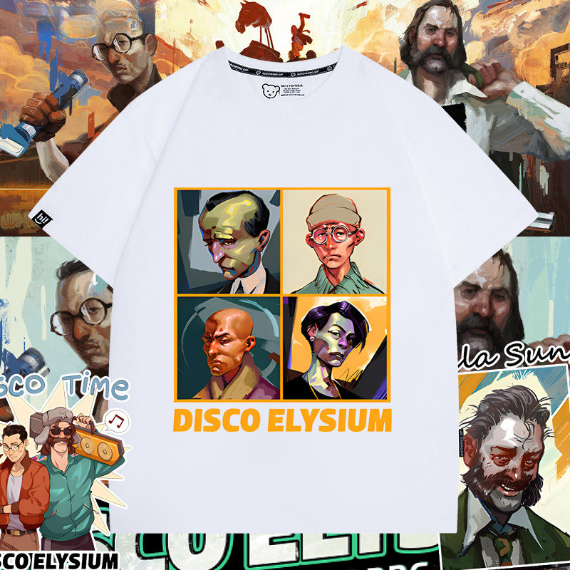 Bliss Disco เสื้อยืดสีขาวเย็นเกมเล่นบทบาท Disco Elysium เสื้อยืดแขนสั้นแฟชั่น