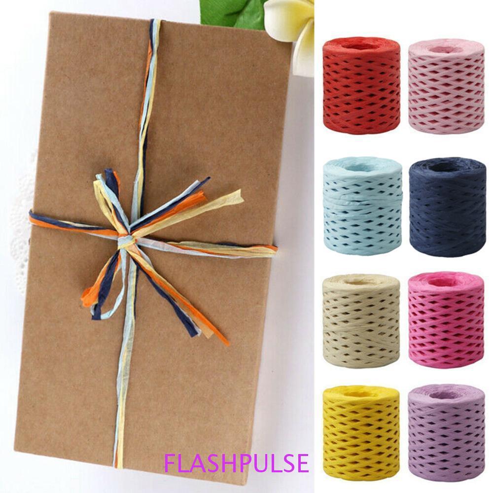 FLASHPULSE Raffia Ribbon Package 200m Twine Natural Wrapping Packing Cord