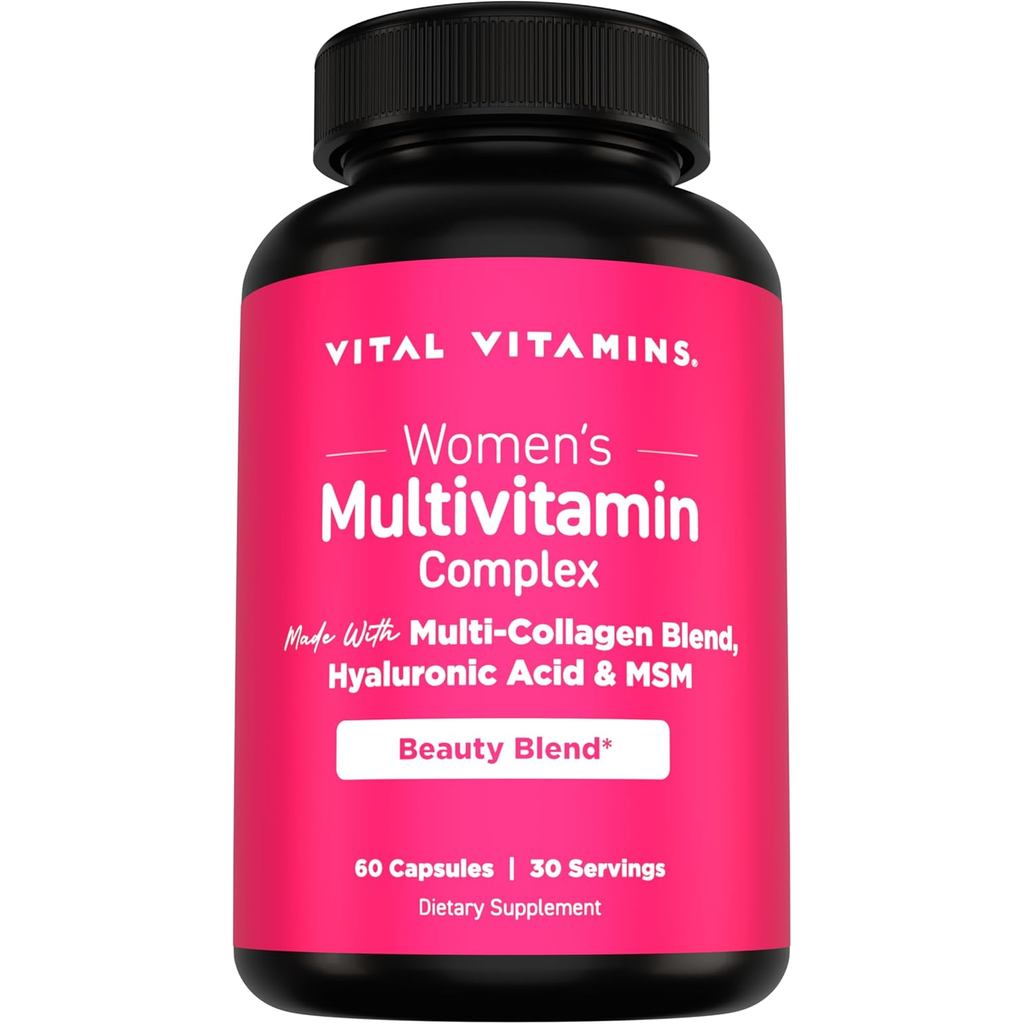 Vital Vitamins Womens Multivitamin Complex - Made with Multi-Collagen Blend, Hyaluronic Acid, & MSM 