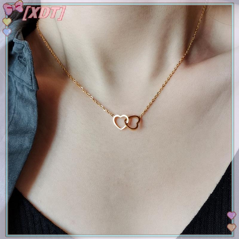 XDT Simple สร้อยคอผู้หญิงแหวนคู่รูปหัวใจจี้สร้อยคอ Minimalist เครื่องประดับ Street สไตล์ Collars Cho
