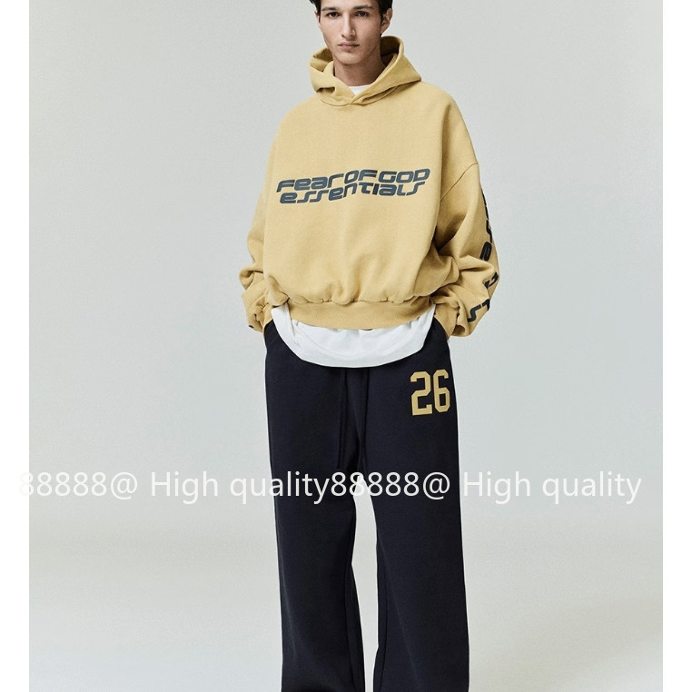 FOG กางเกงสเวตเตอร์ทรงเรียบ ทำจากฝ้ายบริสุทธิ์ สีแอปริคอท, เทาเหล็ก และดำ