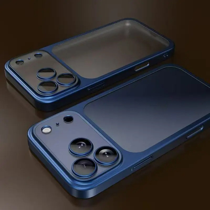 Simple ชุบสี PC เคสโทรศัพท์โปร่งใสสําหรับ iPhone 17 16 15 14 13 Pro Max Air เลนส์ป้องกัน Matte BackPlate ปกแข็ง