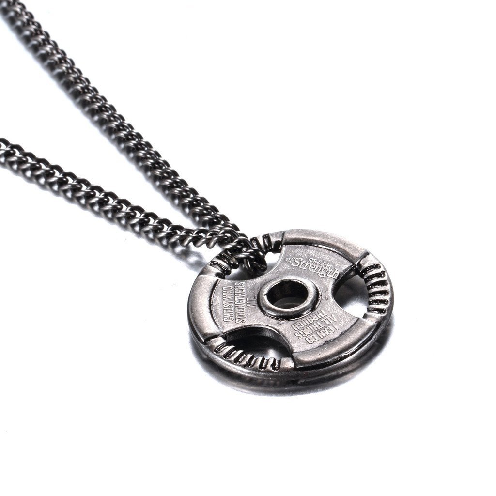 สร้อยคอจี้ดัมเบล PAH0007 ทำจากเหล็กไทเทเนียมคุณภาพ สไตล์สตรีทแวร์สำหรับคนชอบฟิตเนส