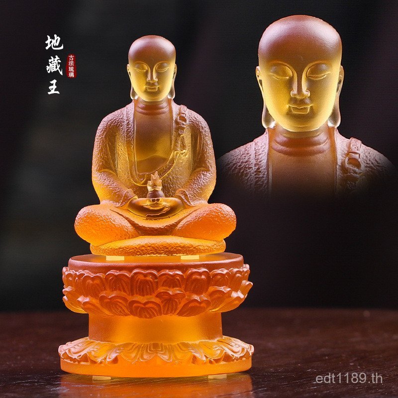 Jiuhua Mountain Jizo ตกแต่งห้องนั่งเล่นแก้วตกแต่ง Zen จีนพระโพธิสัตว์งานฝีมือในครัวเรือน Home Jizo K