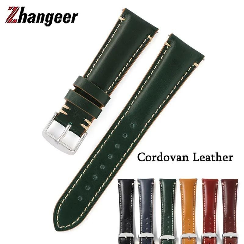 Cordovan สายหนังสําหรับ Longines HydroConquest นาฬิกาเปลี่ยน Band Bright Oil สายรัดข้อมือ 18 มม.20 ม