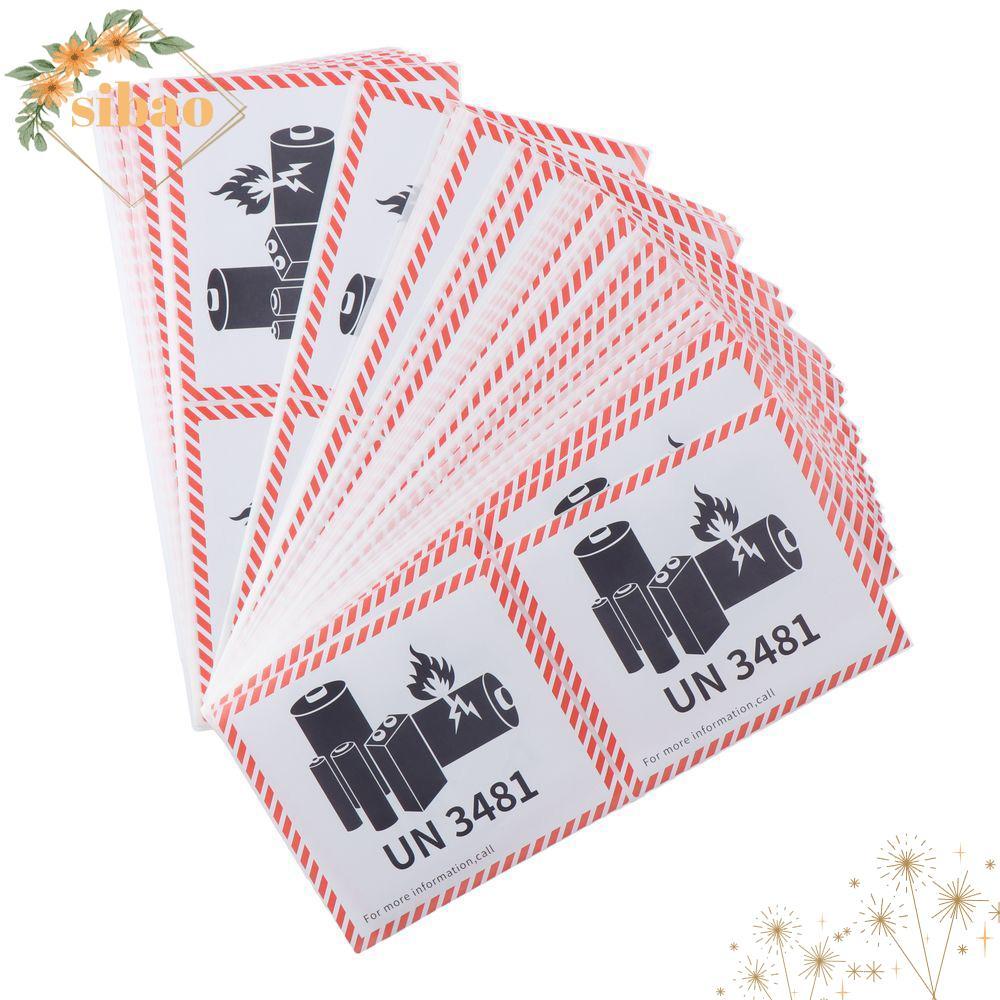 SIBAO Battery Fire Labels, 4.7 "x 4.3" ป้ายแบตเตอรี่ลิเธียมขนส่งสีแดง, UN3481 แผ่นทองแดงลิเธียมกาวป้