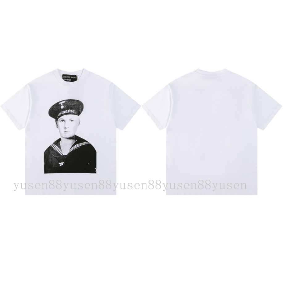 เสื้อยืดแขนสั้น ERD Melanchon Fu ทรงหลวม พิมพ์ลาย.Portrait รอบคอ สไตล์ casual สีนิวبي