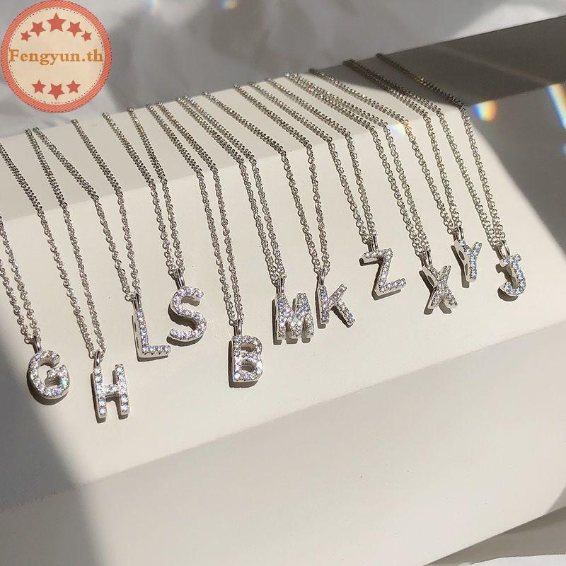 FENGYUN แฟชั่น Shining AZ จี้สร้อยคอ Charm 26 ตัวอักษรเริ่มต้นชื่อ Clavicle Chain เครื่องประดับของขว