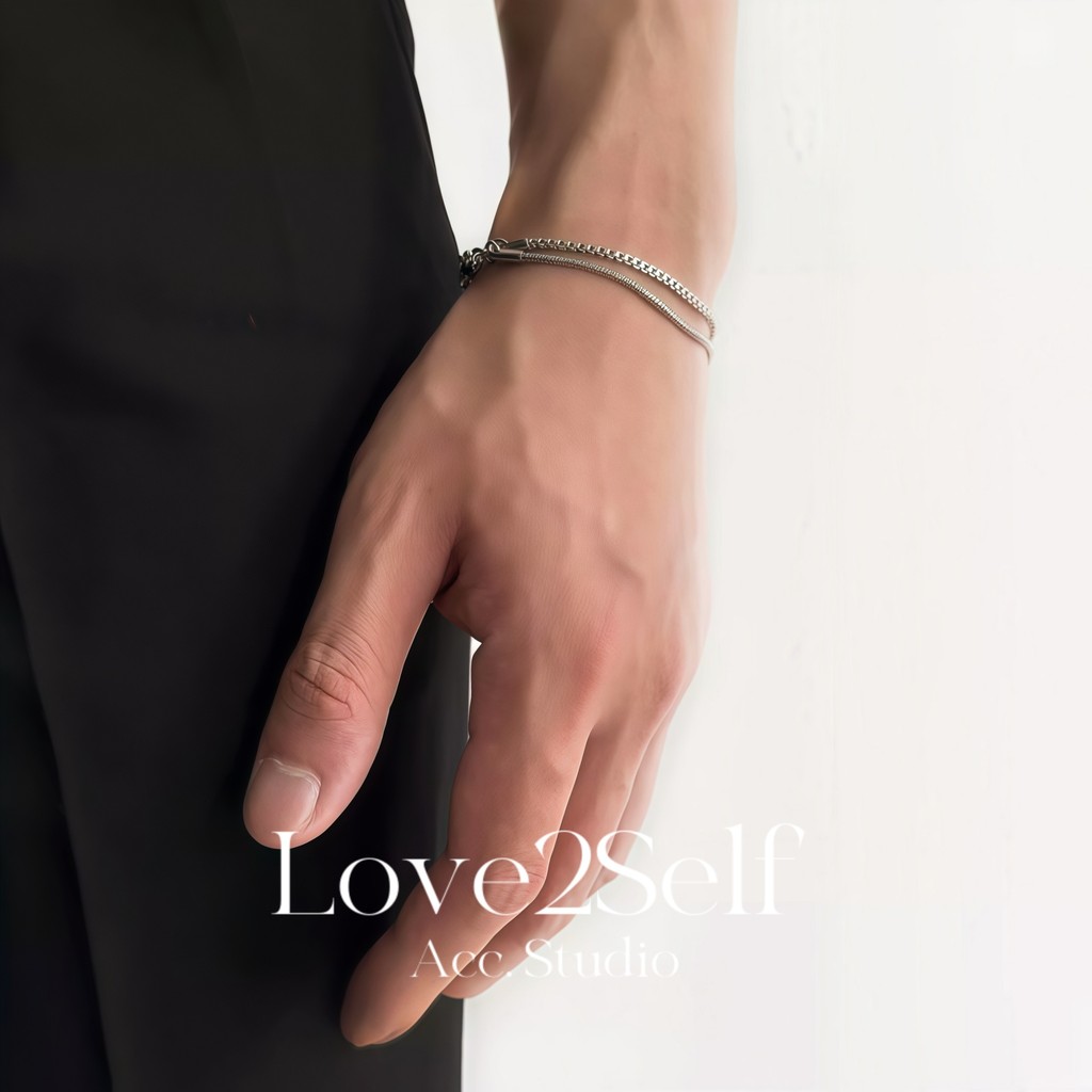 สร้อยข้อมือสแตนเลสมินIMALIST ไม่เปื่อยสนิม สำหรับท่านชายและหญิง ขนาด 18+3 ซม.