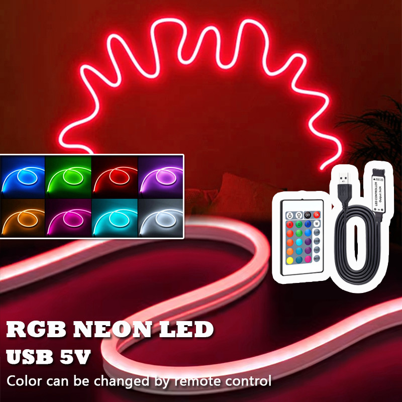 5V Flexible Led Rope Lights,RGB Neon Lights,USB RGB LED Neon Rope Lights,Control with Remote,Led Neo