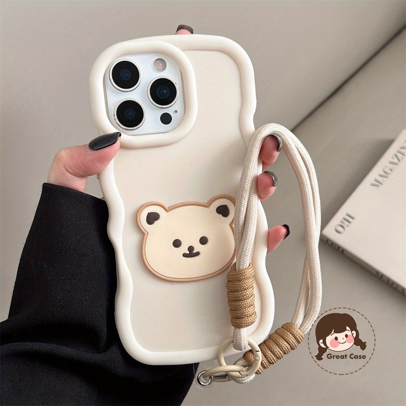 3D Wave Matte Bearเคสโทรศัพท์สําหรับHuawei Pura 70 Nova 13i 12i 11i 10 9 8i 7i 6 SE 4E 3i 2 Y91 Y90 