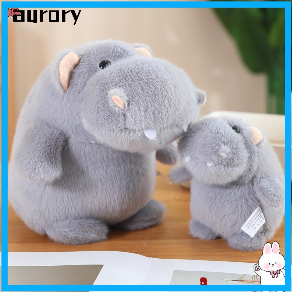 AURORY Hippo Plush Toy, Soft Fluffy ตุ๊กตาสัตว์, Kawaii 12/22/35 ซม. Huggable สีเทา Plushie Hippo Ba