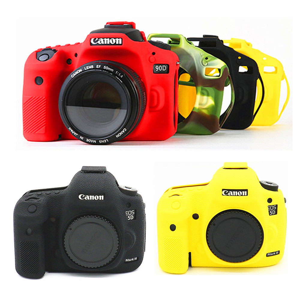 Silicone DSLR Camera Case Cover Bag for Canon EOS R 90D 250D 5D Mark III IV 6D II 6D2 5D3 5D4 1300D 