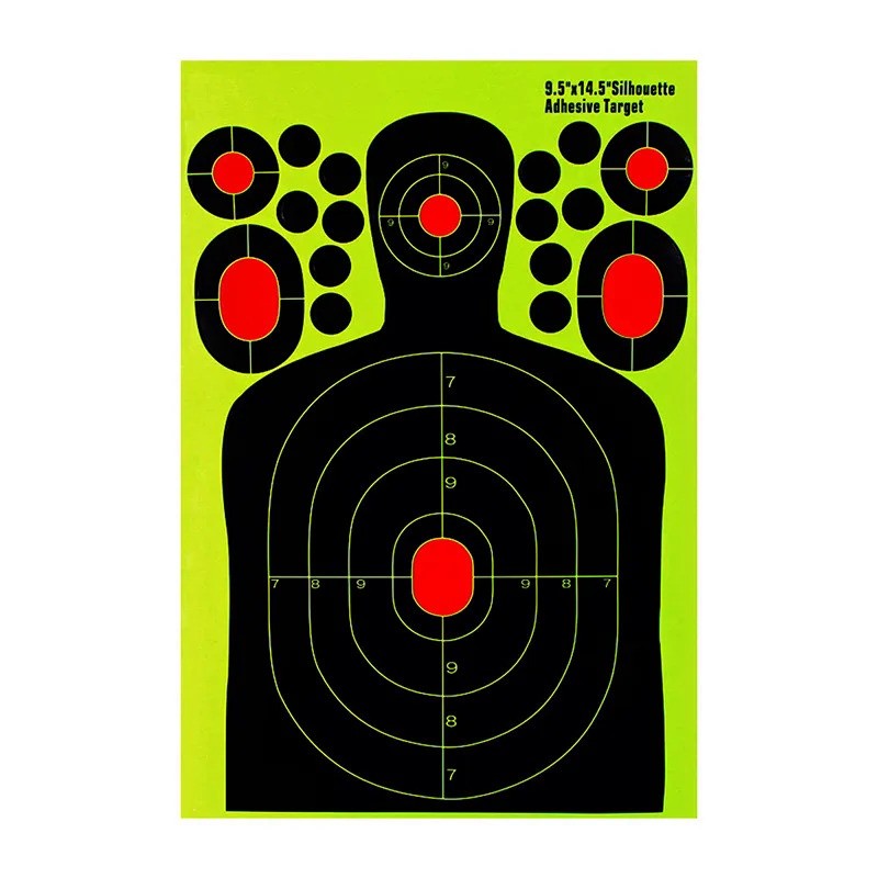 5Pcs Green Fluorescent Target Paper Gun Shooting Target Shooting Stickers Practice Reactive Sputteri