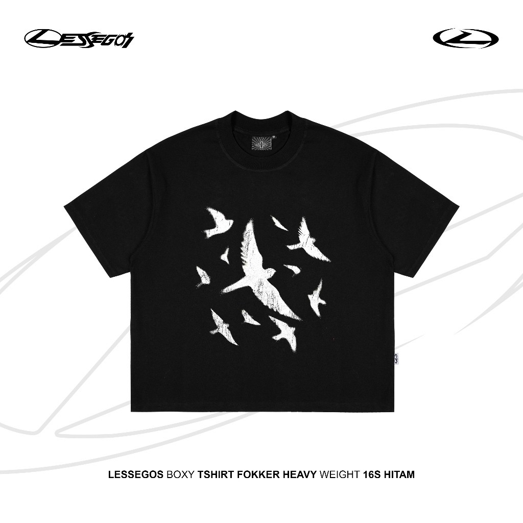 Lessegos Boxy Tshirt Fokker Heavy weight 16s Black