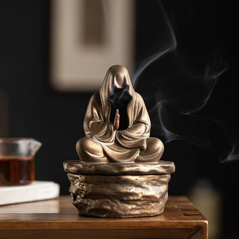 Formless Buddha Meditation Ceramic Monk Incense Holder Burner Home Living Room Garden Tearoom Yoga R