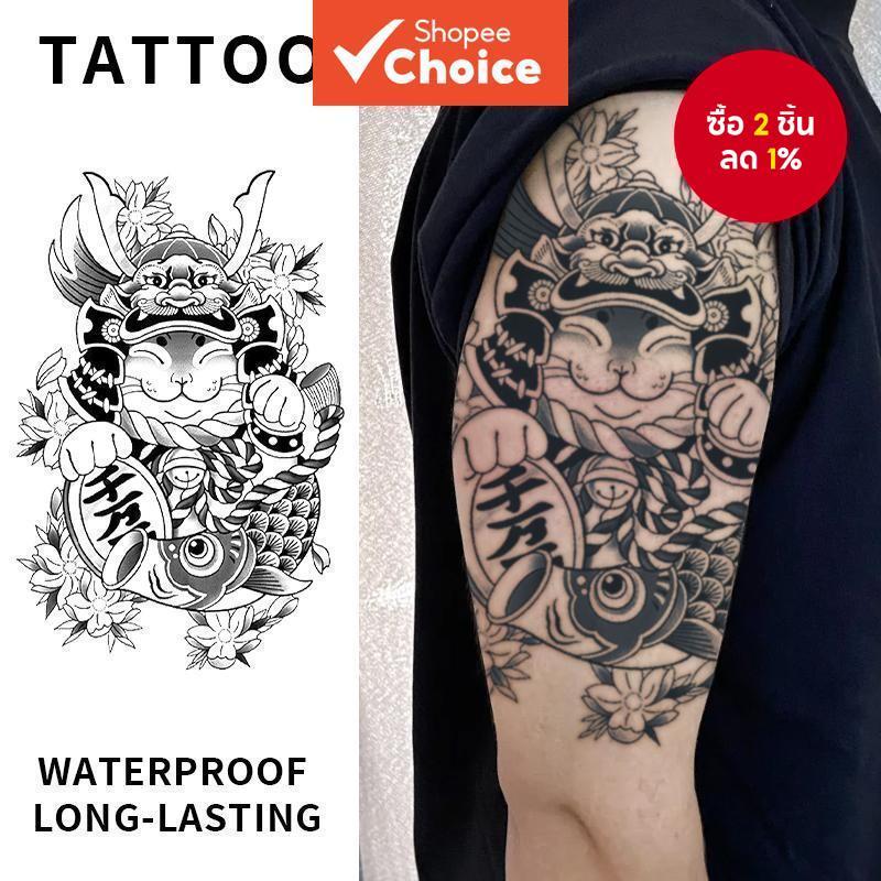 Lucky Cat รอยสักชั่วคราวกันน้ํา 15 วันสําหรับผู้ชายผู้หญิงแขนขา