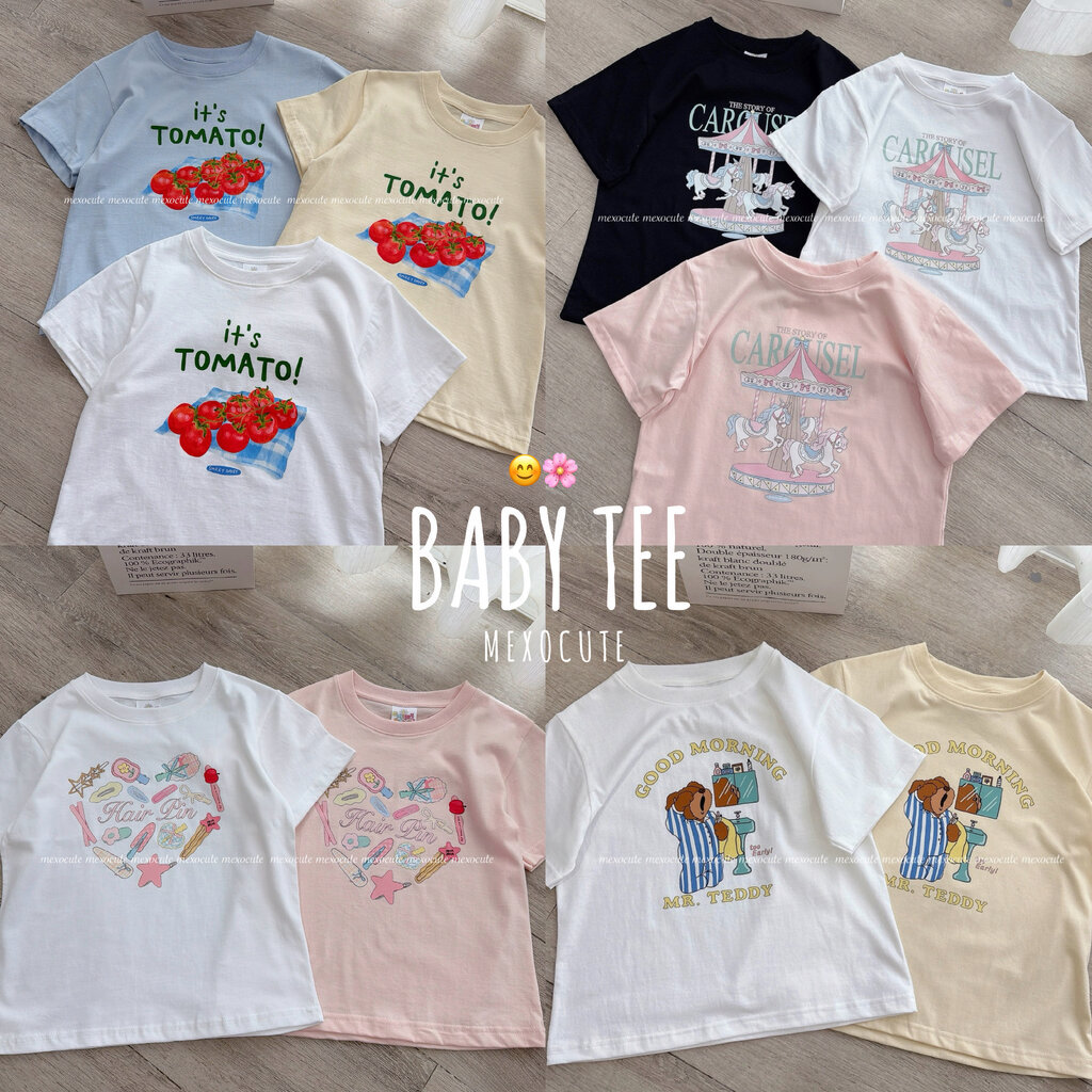 mexocute♡ (อก34”ยาว19”) Baby Tee เสื้อครอปทรงพอดีตัว smiley daisy