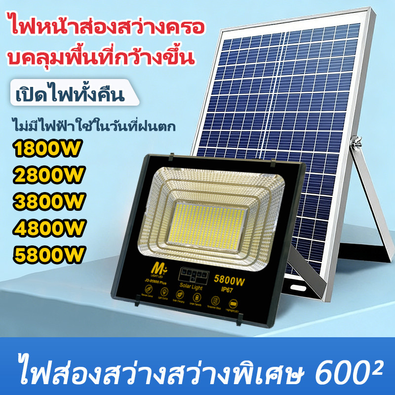 ไฟโซล่าเซลล์ สปอร์ตไลท์ led Solar light ไฟโซล่า ไฟ solar cell IP68 กันน้ำและป้องกันฟ้าผ่ 5800W โซล่าเซลล