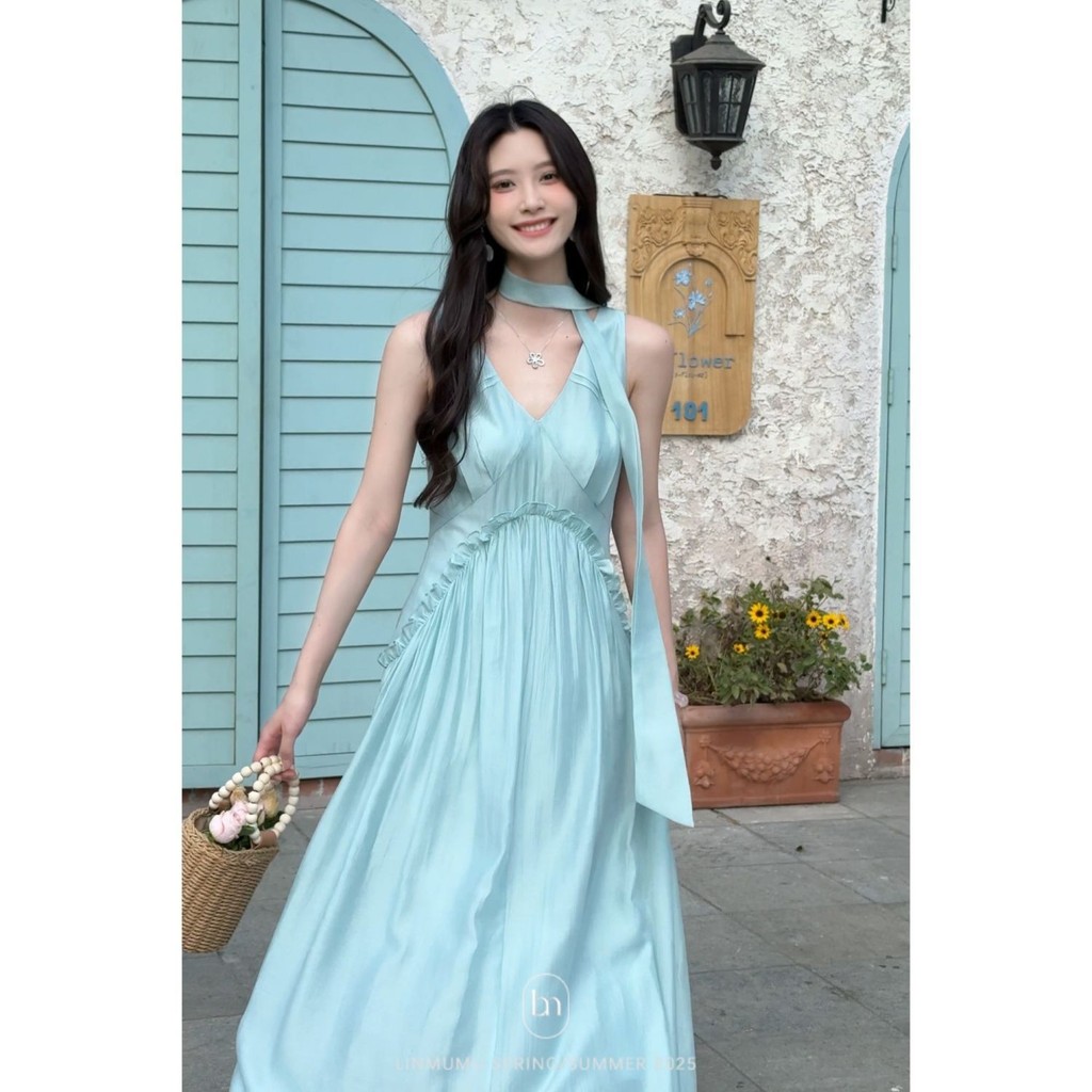 La Vague ชุดเดรสแขนกุดเอวแคบฝรั่งเศส 12.15