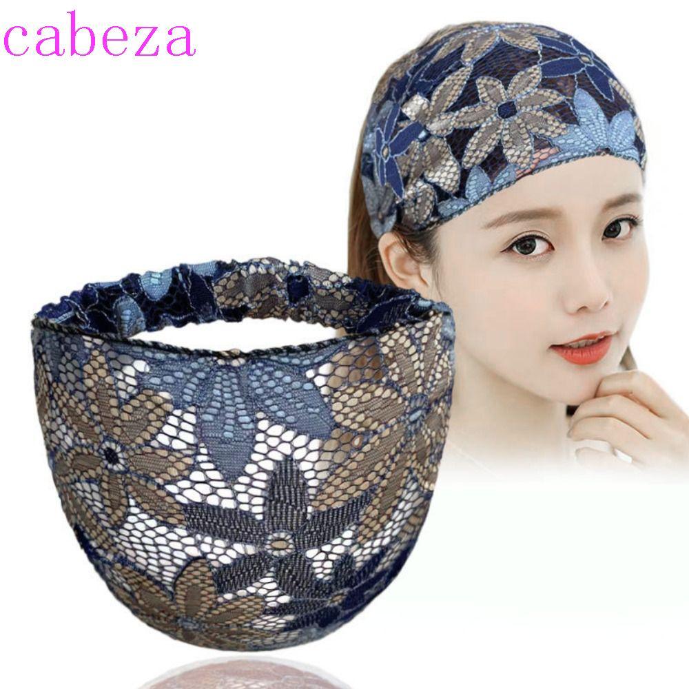 CABEZA ที่คาดผมลูกไม้ ห่วงผมตาข่ายกลวง ดอกไม้ ผ้าโพกศีรษะลื่น อุปกรณ์เสริมผมกว้างด้านข้าง Head Wrap Party