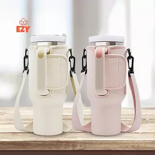 EZY 40oz ขวดน้ํา Carrier กระเป๋าปรับสายคล้องไหล่ถ้วยแก้วแขนสีทึบขวดสําหรับเดินป่ากลางแจ้งใหม่
