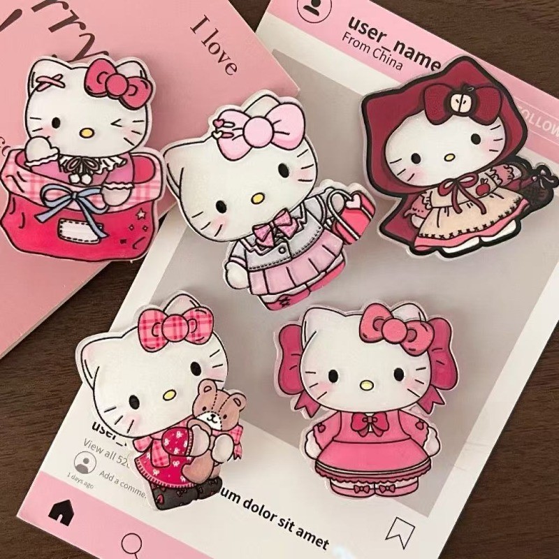 กิ๊บติดผมห้าชิ้นสไตล์ใหม่ย้อนยุคน่ารักลูกแมวอะคริลิสาวหวานหัวใจเรียบคลิปด้านข้างทุกการแข่งขันผมหักคลิปปากเป็ด