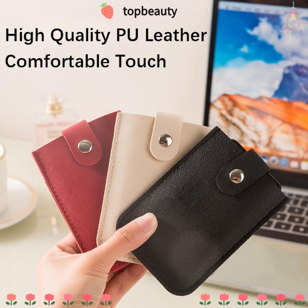 Topbeauty ID Card Holder, Pull-out Type PU Leather Mini Card Wallet, Slim 5 Card Bag Laminated Covered PU Leather Purses Men