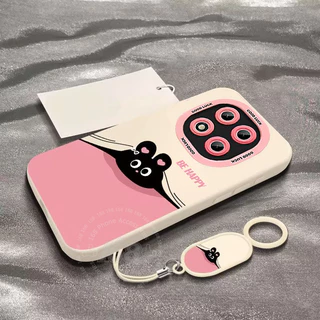 Redmi Note 15 Pro 5G เคส Redmi Note 15 5G 15 Pro Plus เคสน่ารักรูปกระต่าย ผิวสัมผัสซิลิโคนเหลว กันกระแทก พร้อมสายคล้องโทรศัพท์หนัง เคสด้านนุ่มแมตต์
