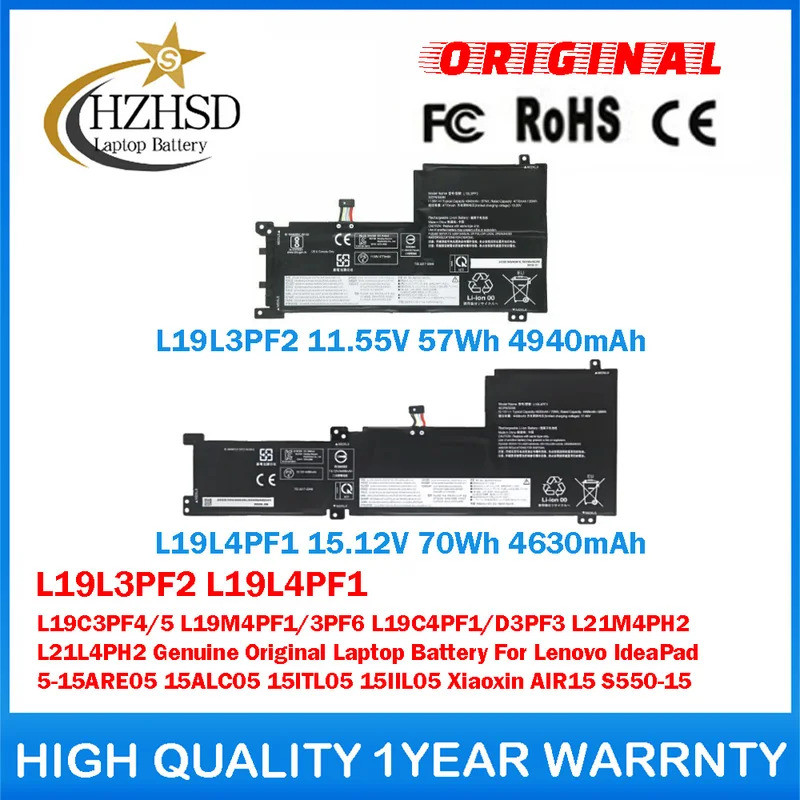 L19L3PF2 11.55V 57Wh L19L4PF1 15.12V 70Wh L19C3PF4/5 L19M4PF1/3PF6 ของแท้แล็ปท็อปแบตเตอรี่สําหรับLen