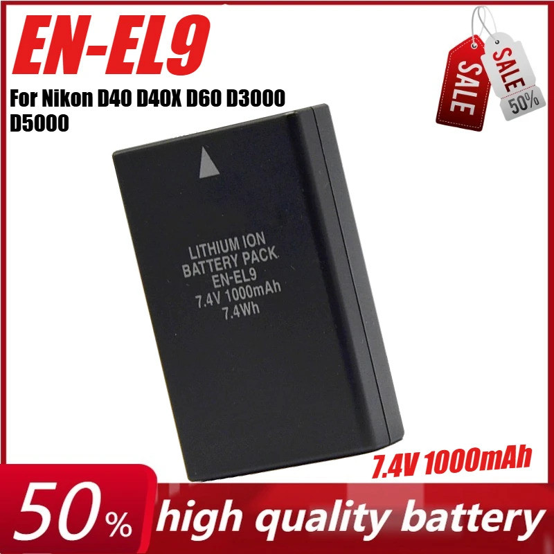 7.4V 1000mAh EN-EL9 แบตเตอรี่กล้องสําหรับ Nikon D40 D40X D60 D3000 D5000