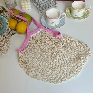 🌳COD🌳กระเป๋าถักตาข่าย สไตล์เกาหลี กระเป๋าสะพายไหล่ ใส่เที่ยวทะเล beach bag summer แฟชั่น