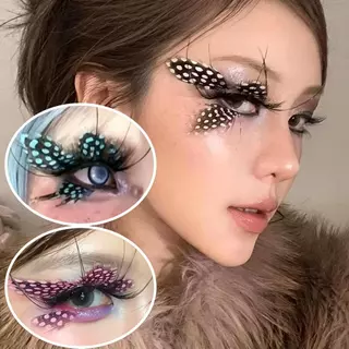 ขนตาปลอมปีกผีเสื้อปลอม Dotted Y2K อะนิเมะคอสเพลย์ Lashes DIY อุปกรณ์เสริมปลอม