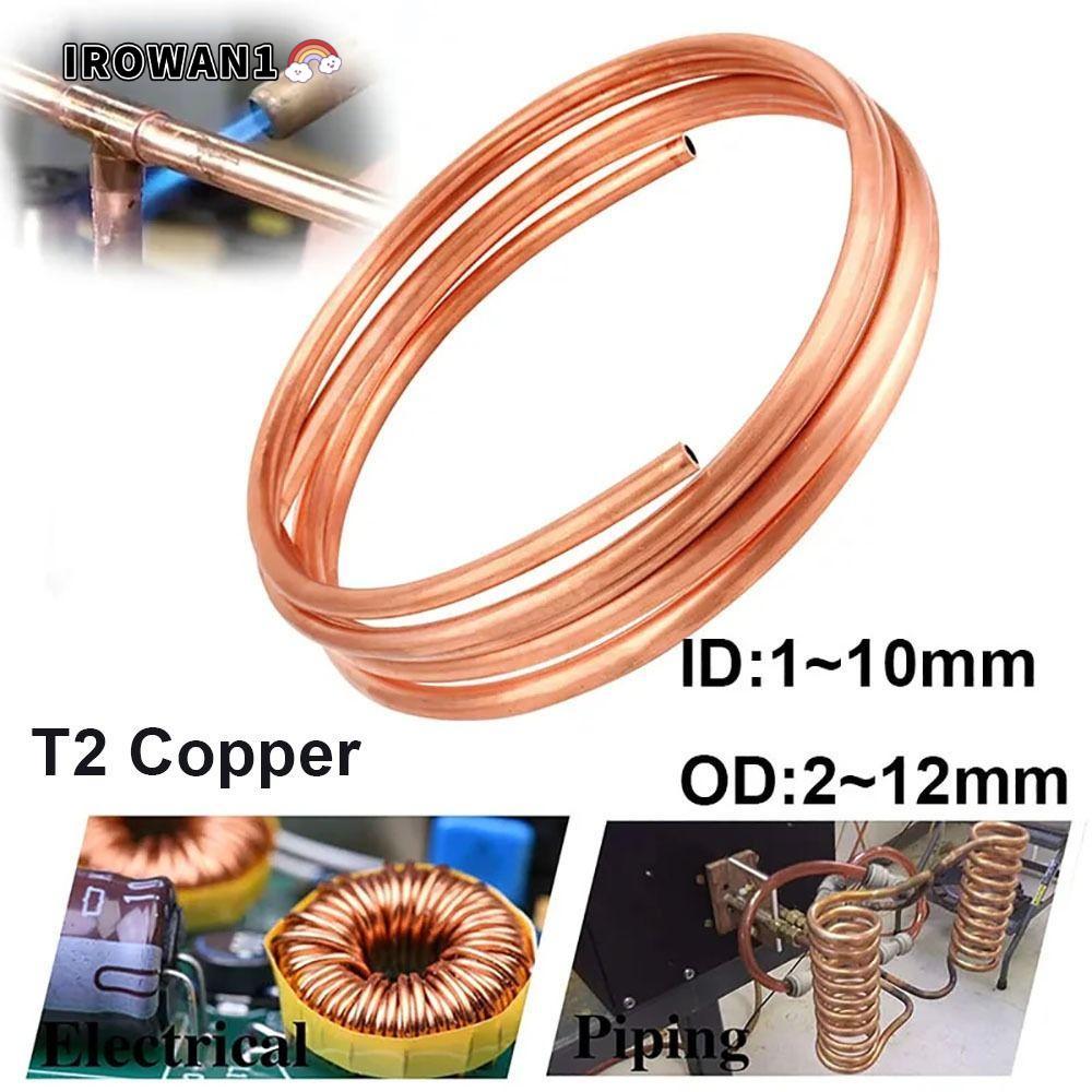 IRWAN1 1 ชิ้น T2 ทองแดง, นุ่ม 99.9% ทองแดงบริสุทธิ์หลอดทองแดงม้วน, ทนทาน 1 เมตร OD 2-12 มิลลิเมตร ID 1-10 มิลลิเมตรลวดท่อ Airs Conditioner Cooling