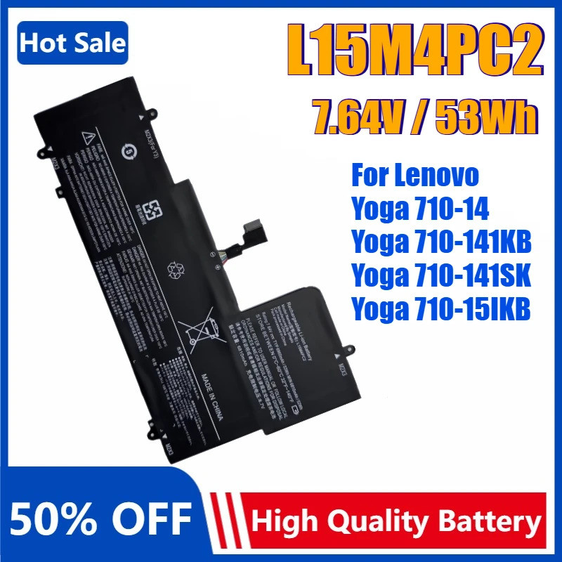 ใหม่ L15L4PC2 L15M4PC2 แบตเตอรี่แล็ปท็อปสําหรับ Lenovo YOGA 710-14IKB,710-14ISK,710-15ISK,710-15IKB,