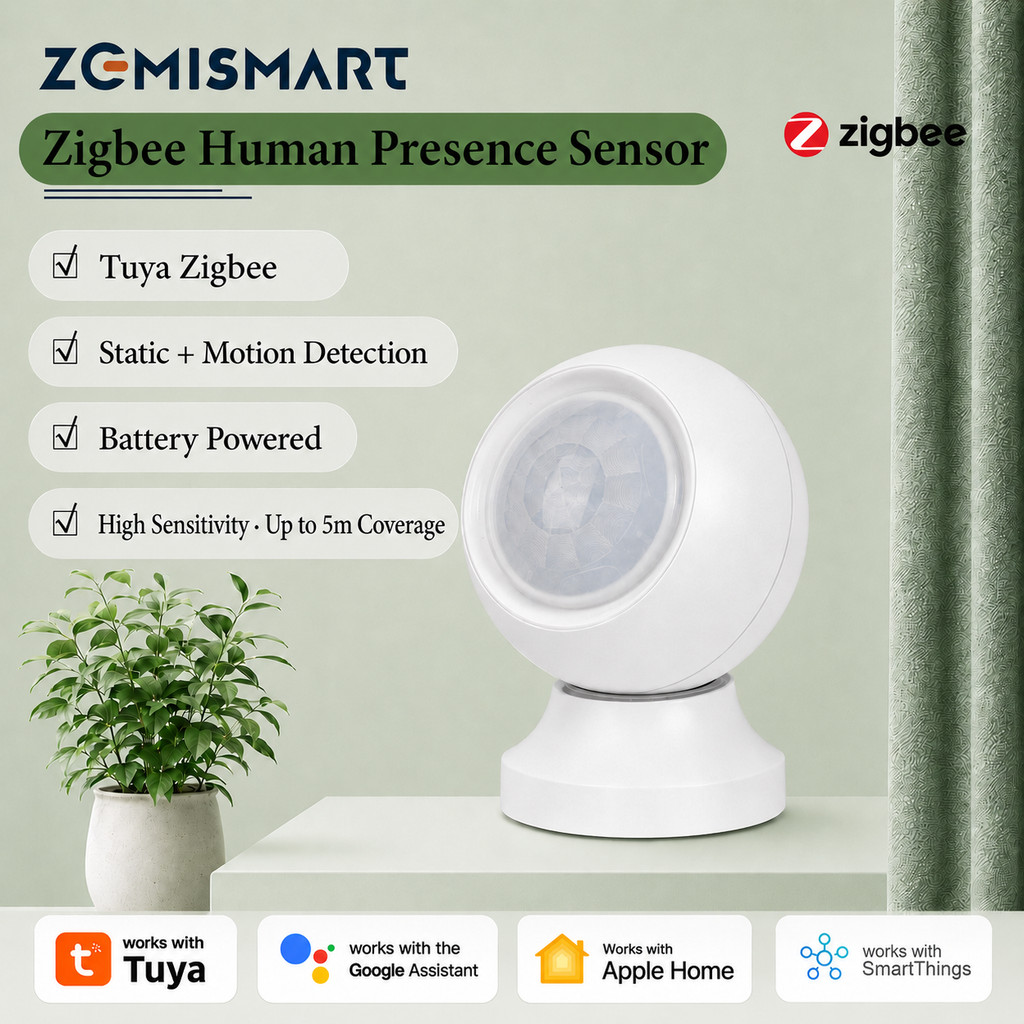 Zigbee Human Presence Sensor mmWave Radar Occupancy Detector Zemismart แบตเตอรี่ขับเคลื่อนไร้สายความ