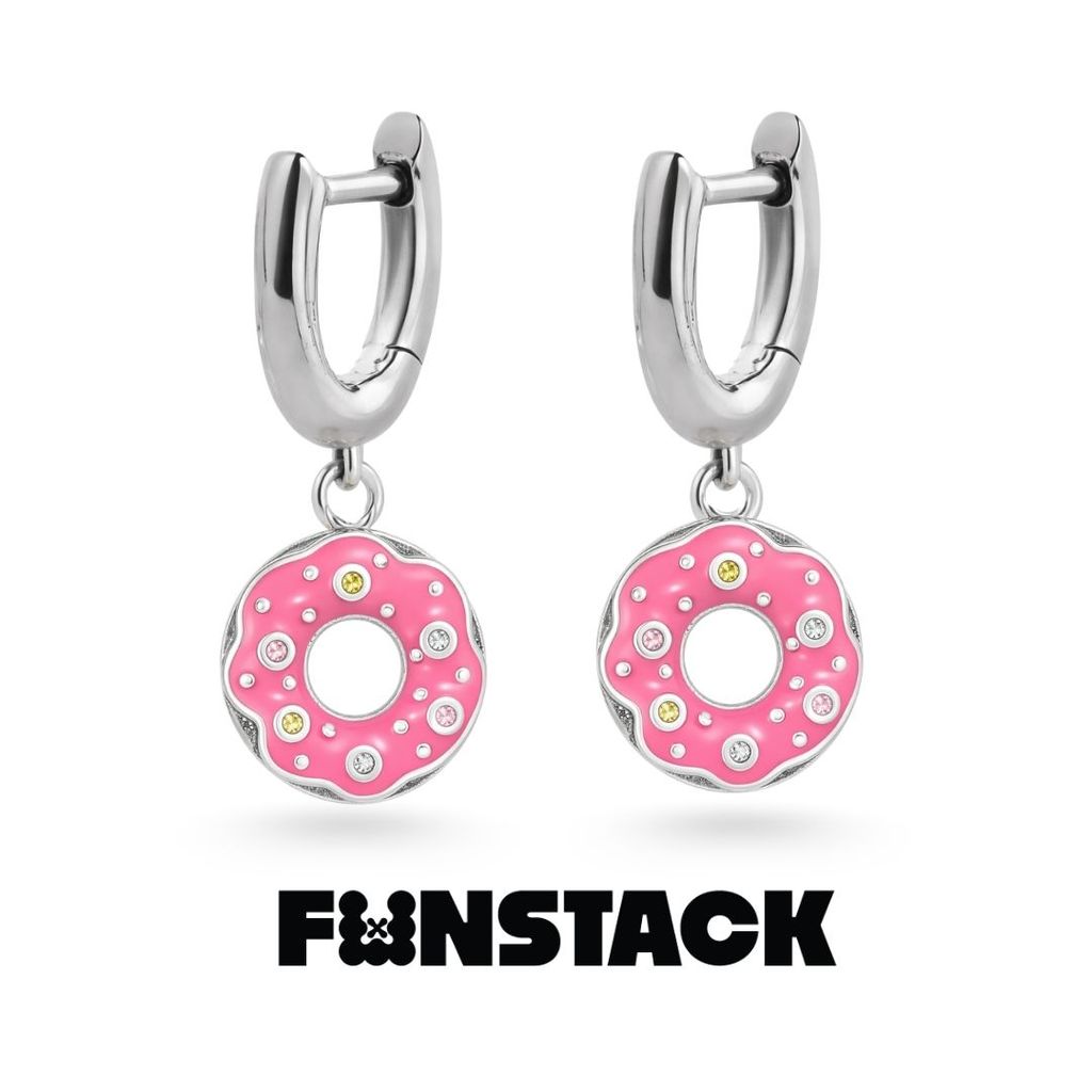 FUNSTACK ต่างหูห่วง Sugar Rush Pink Donut Silver Stainless Steel