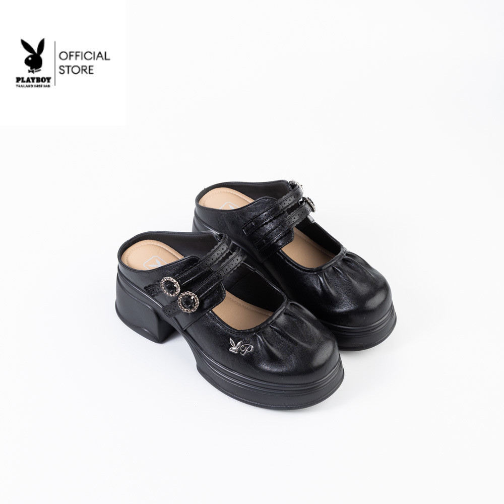 PLAYBOY รุ่น Liana Mary Jane Mules รองเท้าเเมรี่เจนเปิดส้น รหัส ST-H262C1257 ดีไซน์สายรัดคู่ประดับคริสตัลมี 2 สี
