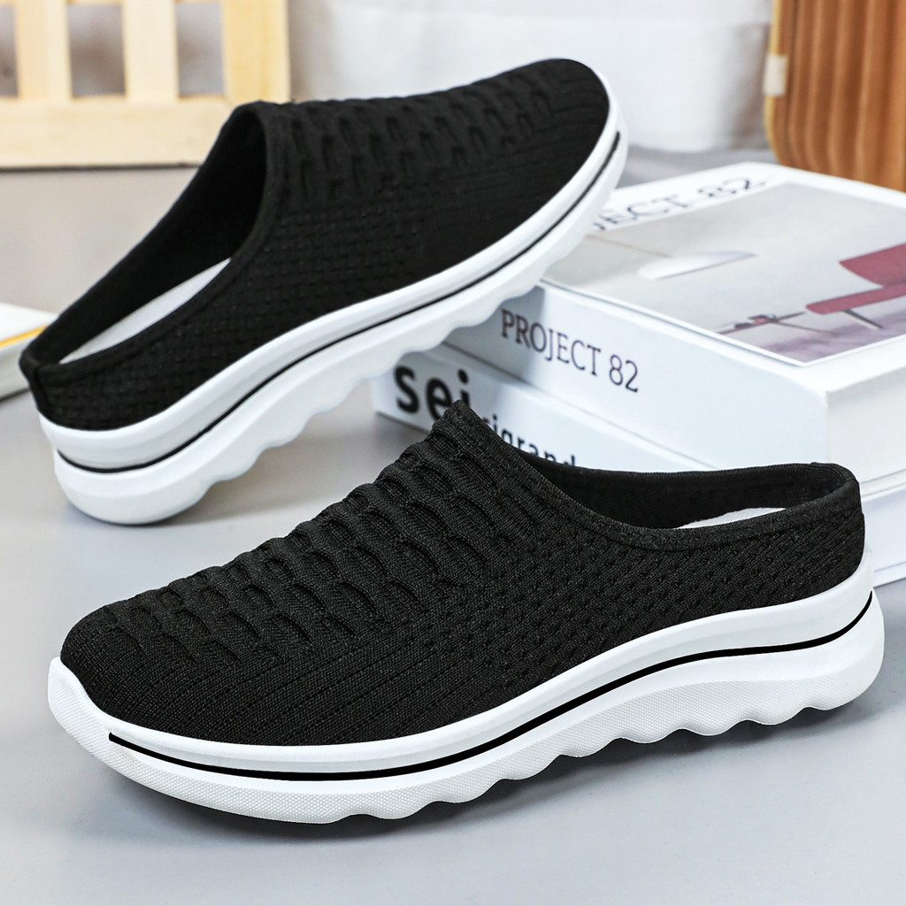 Half Slip-Onรองเท้าผู้หญิงฤดูร้อนสไตล์ใหม่Soft-SoledสบายSlip-Onรองเท้าสบายๆAll-Match Breathable Non-Smelly