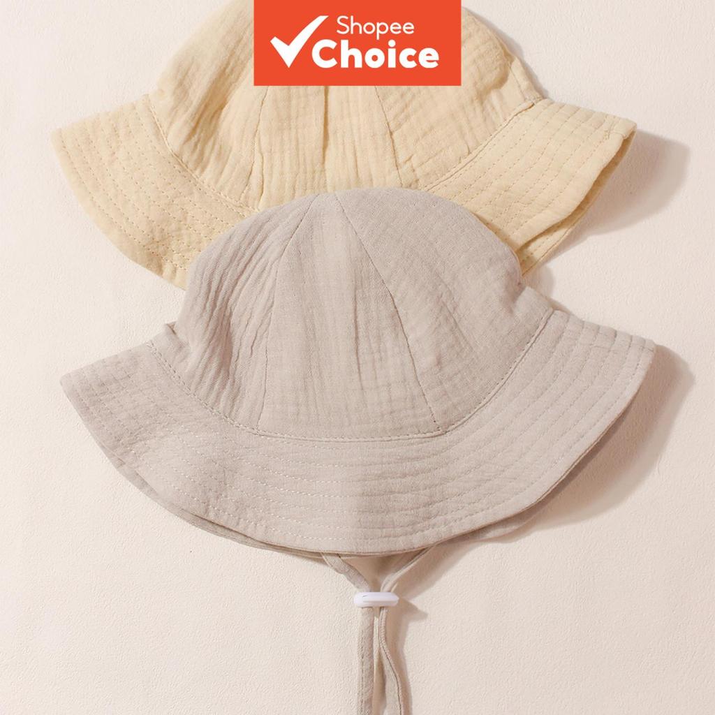 Breathable 0-3y Cotton Bucket Hat ปรับทารกแรกเกิด Sun Cap Uv Protection สําหรับเด็กชายและเด็กหญิง