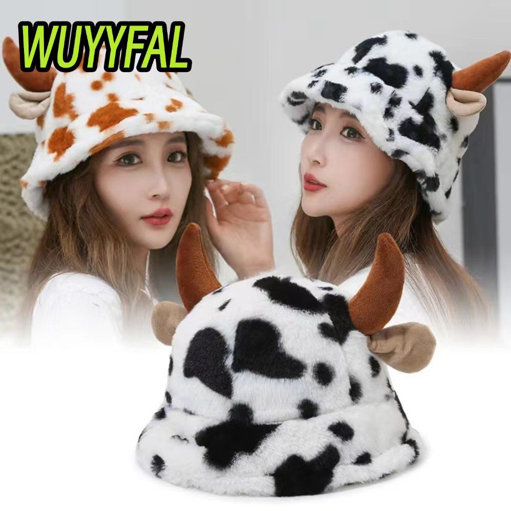 WUYYFAL Fuzzy Bucket Hat, Faux Fur Hip Hop Fluffy Warm Hat, แฟชั่นอุ่น Unisex Casual อุ่น Bonnet ฤดู