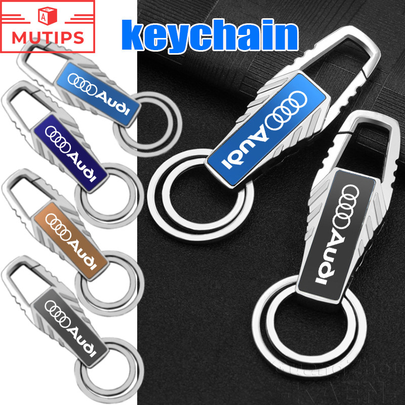 Audi โลหะผสม Keyring แกะสลักเลเซอร์ Custome พวงกุญแจโลโก้รถ Simple Keychain สำหรับ A3 8l 8Y A1 Q5 TT
